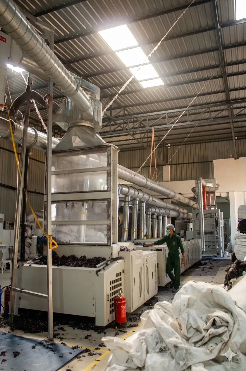 Step-by-step textile recycling process at ReSutra facility Jaipur