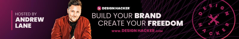Portrait of Andrew Lane, creator behind Design Hacker, in front of a brand-matched background