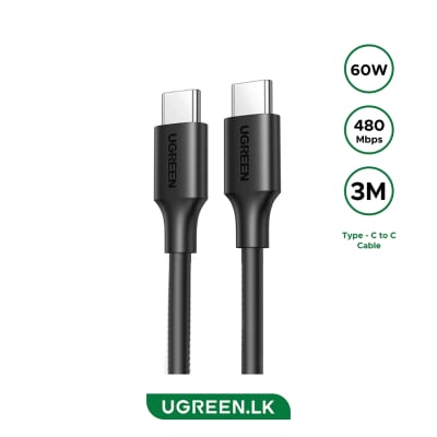UGREEN USB-C 2.0 Male to Male 3A Cable 2m (Black) - US286