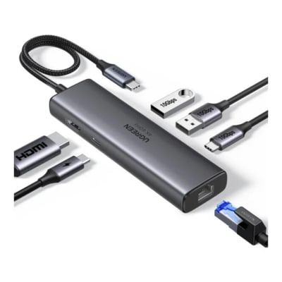 UGREEN 6-in-1 USB-C Multifunction Adapter - CM512 USB-C to USB-A 3.2 (2 Ports) + USB-C 3.2 + 4K HDMI + RJ45 Gigabt Ethernet + USB-C PD