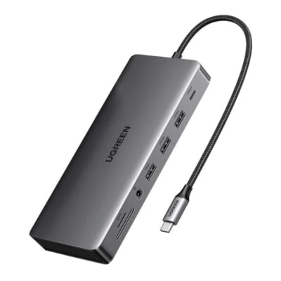 UGREEN 13-in-1 USB-C Multifunction Adapter - CM681 USB-C to USB-A 3.2 (2 Ports) + USB-A 3.0 (2 Ports) + USB-C 3.2 + 4K HDMI (2 Ports) + 4K DisplayPort + RJ45 Gigabit Ethernet + SD & TF Card Reader + AUX 3.5mm + USB-C PD