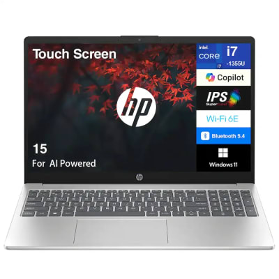 HP 15-fd0127dx, Intel Core i7 1355U, 16GB DDR4 3200, 512GB PCIe NVMe M.2 SSD, Windows 11 Home, 15.6" FHD IPS Touch Screen, No ODD, Realtek Wi-Fi 6 (2x2) and Bluetooth 5.3 wireless card (supporting gigabit data rate) Modern Standby (Connected), HP True Vision 720p HD camera with temporal noise reduction and integrated dual array digital microphones, Dual Speakers, Full-size, soft gray keyboard with numeric keypad, Natural Silver, 1 Year Warranty from Seller, Ports: One USB Type-C 5Gbps signaling rate (supports data transfer only), Two USB Type-A 5Gbps signaling rate, One AC smart pin, One HDMI 1.4b, One headphone/microphone combo - B4HN8UA