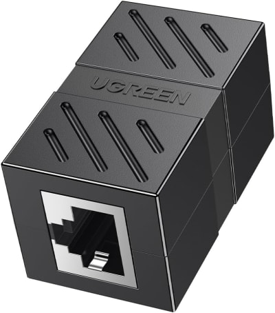 UGREEN RJ45 Network Keystone Jack Inline Coupler Female to Female Black - NW114