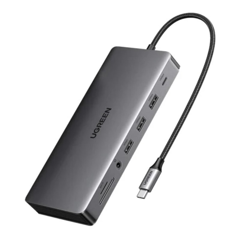 UGREEN 13-in-1 USB-C Multifunction Adapter - CM681 USB-C to USB-A 3.2 (2 Ports) + USB-A 3.0 (2 Ports) + USB-C 3.2 + 4K HDMI (2 Ports) + 4K DisplayPort + RJ45 Gigabit Ethernet + SD & TF Card Reader + AUX 3.5mm + USB-C PD