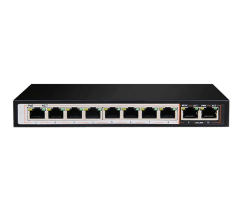 D-Link 10-Port Gigabit PoE Switch with 8 Long Reach PoE Ports and 2 Uplink Ports - DGS-F1010P