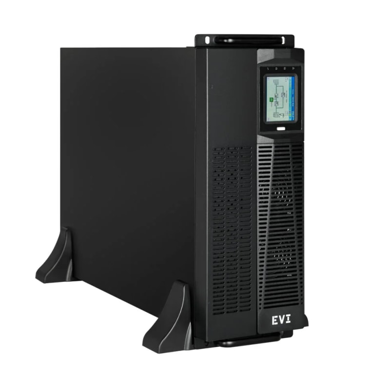 EVI 6000VA / 6000W Rack Mount Online Single Phase UPS - Online double conversion, Wide input voltage range (110 - 300 Vac), Input Connection :Terminal (L+N+G). Input power factor: 0.99 (With PFC), Output power factor: 1.0, Transfer time : AC mode Bat. Mode 0 ms typical, Inverter bypass 0 ms typical. Batteries: Lead Acid 16x7Ah ( 192V), With External Battery Connector, Charge Current : 12A Max, Emergency power off function (EPO), ECO mode support, Generator compatible, Communication ports: USB, RS232, RS485 port, Parallel port,Emergency Power Off (EPO), Maintenance bypass dry contact (MAINT.) Intelligent card slot,Programmable dry contact port. Optional: COM port, Battery Temperature Contact port (BATT), Programmable dry contact port (Optional (4 Input+4 Output), Smart battery charging design for optimized battery performance, Selectable output voltage: 200, 208, 220, 230, 240 Vac, 3.5 Touch screen, Outlets : Two C19, Three C13. Size: 4U Rack Mount, stands for tower use included. 2Year Warranty (1 Year on battery) - EP-UPS6000P11OR