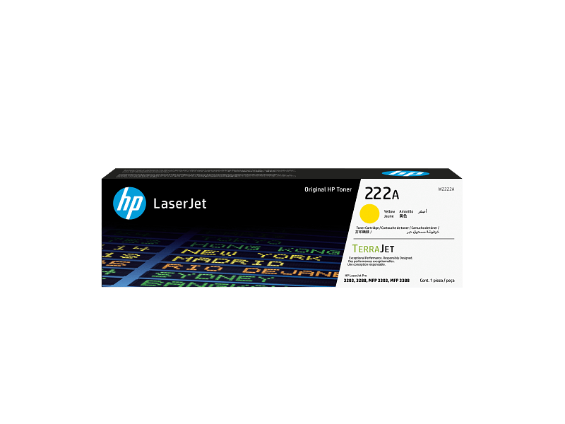 HP 222A Yellow Original LaserJet Toner Cartridge - W2222A