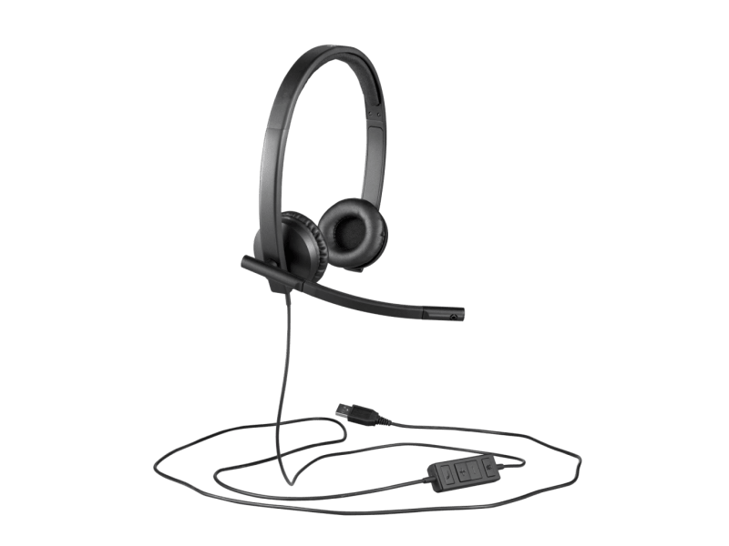 Logitech H570e Stereo USB-A Headset with Noise Cancelling Mic - Black