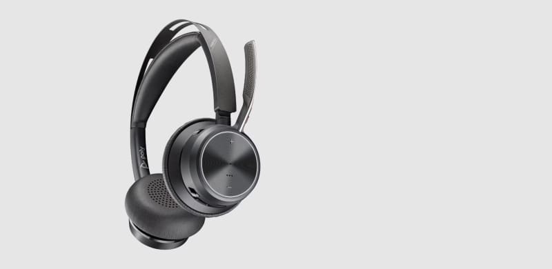 Poly Voyager Focus 2 Wired/ Wireless Bluetooth Stereo Headset with Active Noise-Cancelling mics