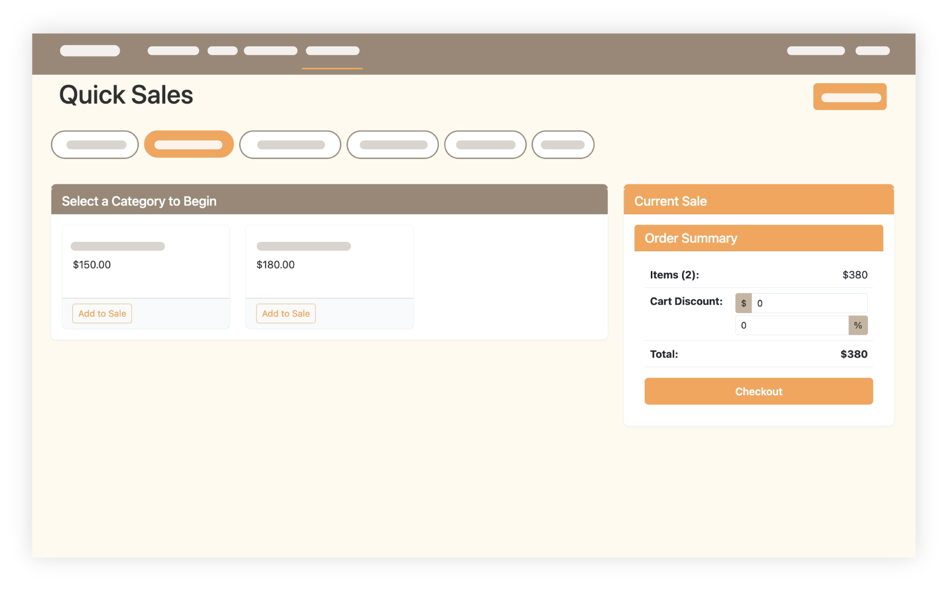 Quick Sales Screen