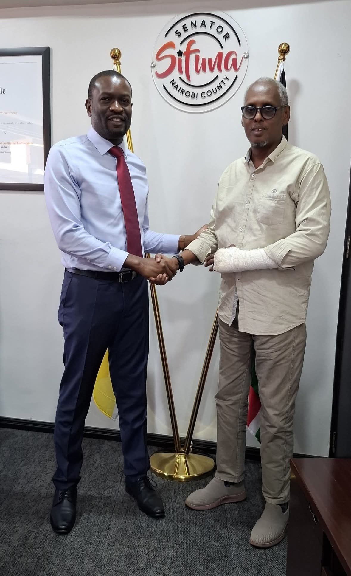 Major Idris with ODM Party Secretary Edwin Sifuna