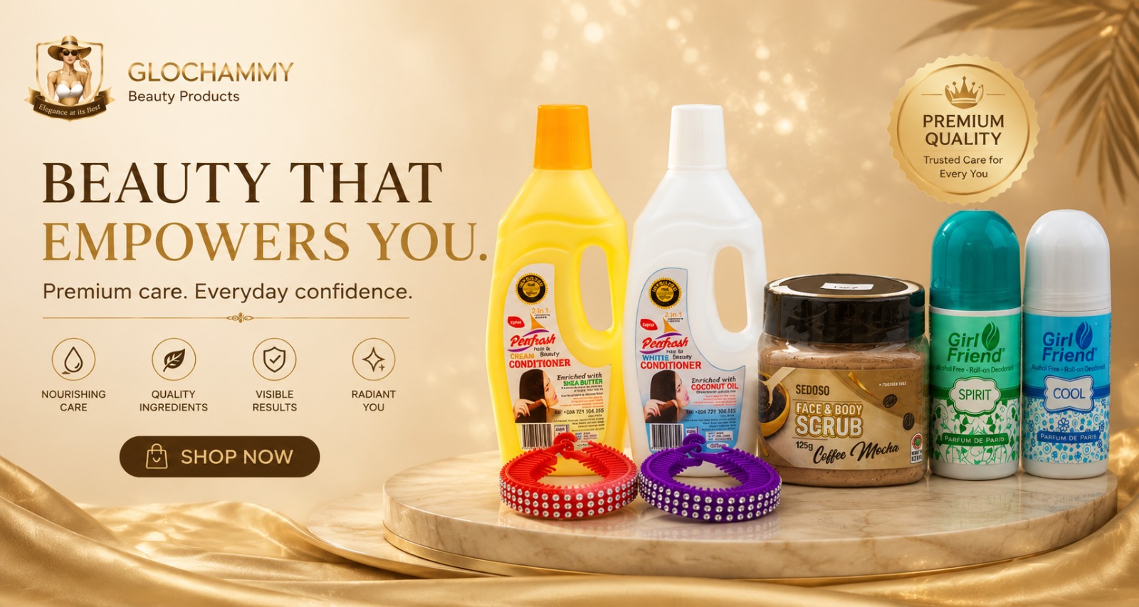 Glochammy Beauty Products — premium care and beauty banner