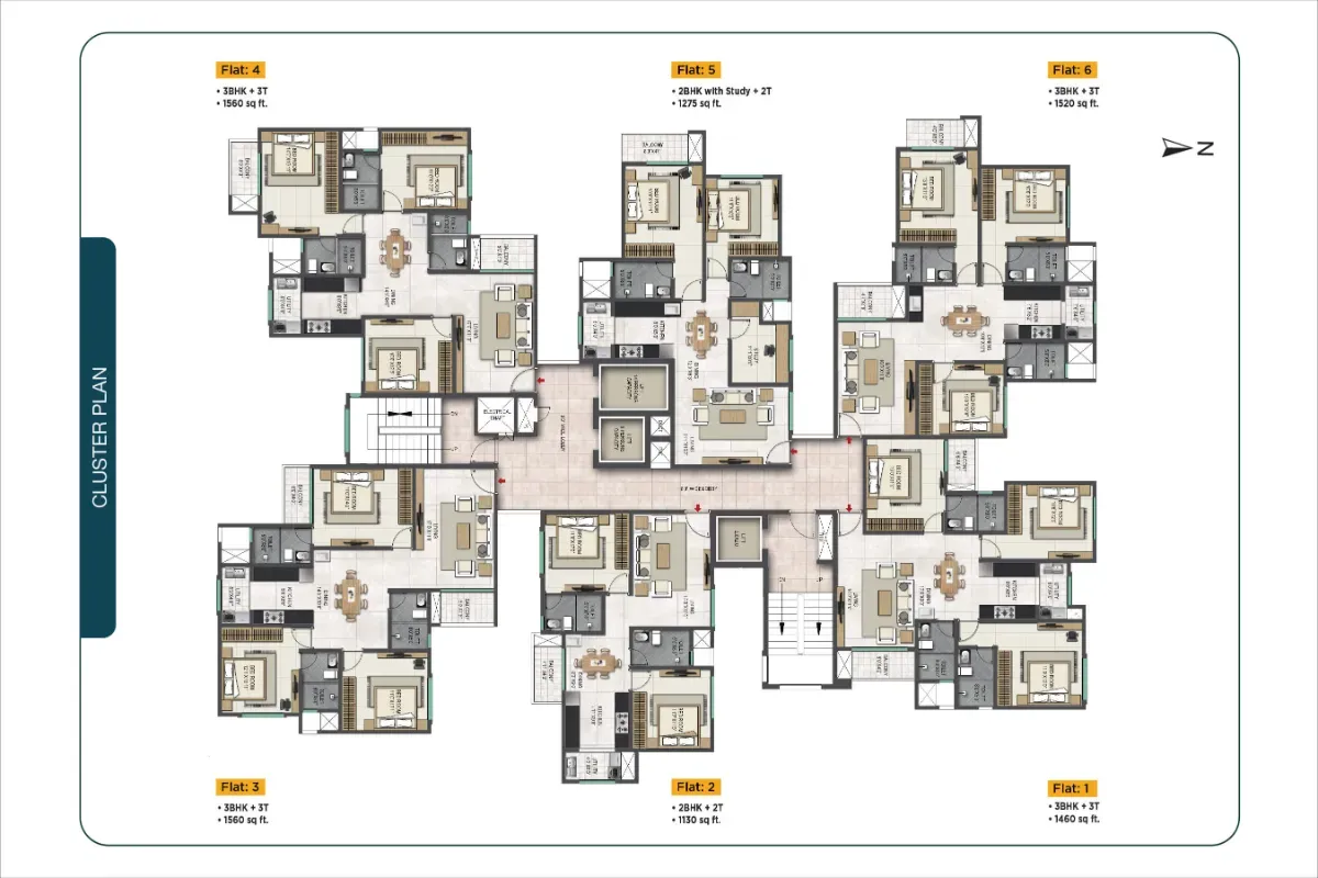 Ullal, Bengaluru — Navami Chamara Heights | Premium 2 & 3 BHK Residences with 70% Open Spaces, Landscaped Green Zones & Lifestyle Amenities in a High-Rise Community for sale. Floor Plan