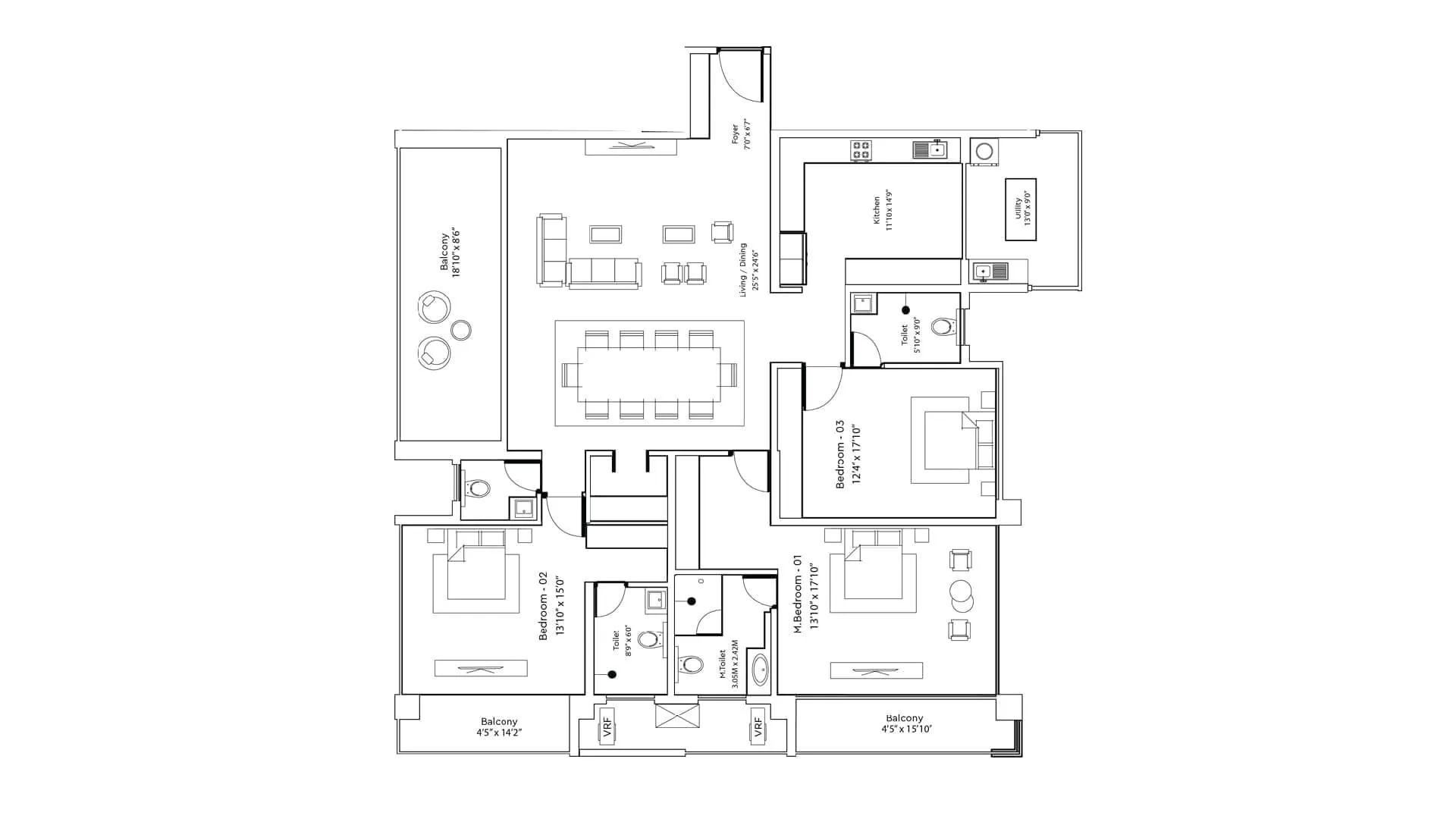 JP Nagar / Puttenahalli, Bengaluru — Everfine Straatosphere | Ultra-Luxury 3 BHK Sky Villas Floor Plan