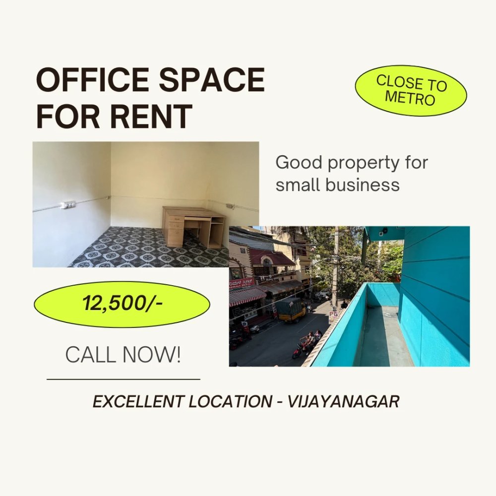 Prime Location : Close to Vijayanagar Metro Station -  Office Space 120 SQFT for Rent in Vijayanagar - Featured Image
