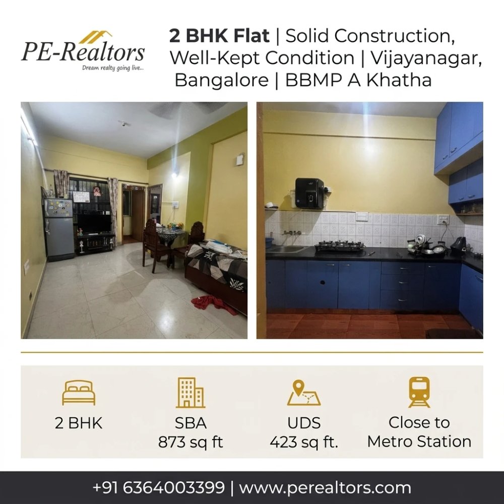 2 BHK East-Facing Flat for sale in Govindaraja Nagar [No Lift, 1st floor [G+1st floor] - Featured Image