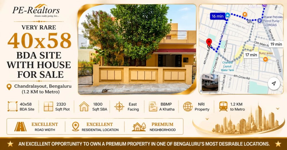 3 BHK Facing House [40x58 East facing Site] BDA for Sale in Chandra Layout - Featured Image