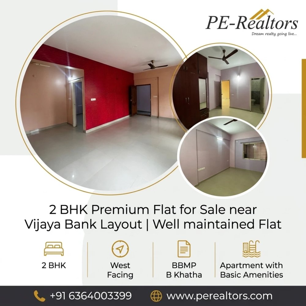 2 BHK Flat for Sale in Vijaya Bank Layout - West Facing [BBMP B Khatha],  Behind IIMB Bannerghatta Road - Featured Image