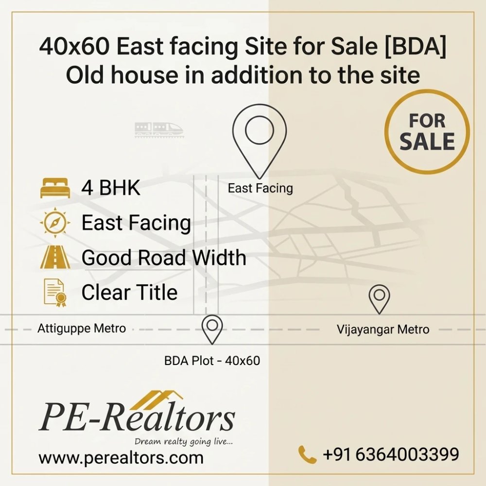 4BHK [40x60] East facing Site and East-Facing House in Vijayanagar for SALE - Image 1
