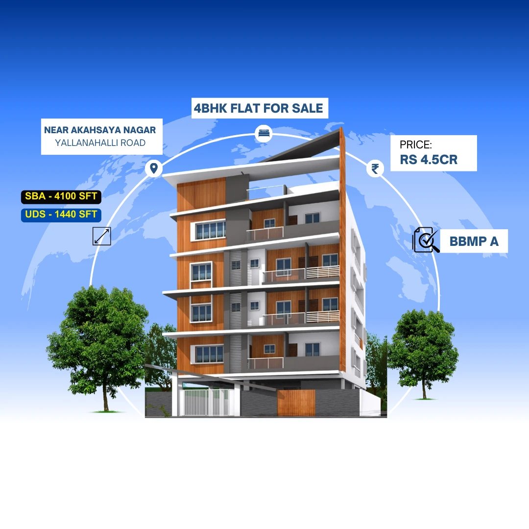 4 BHK East-Facing Premium Flat for sale [4100 sft] in Akshayanagar [Near Bannerghatta Road] - Featured Image