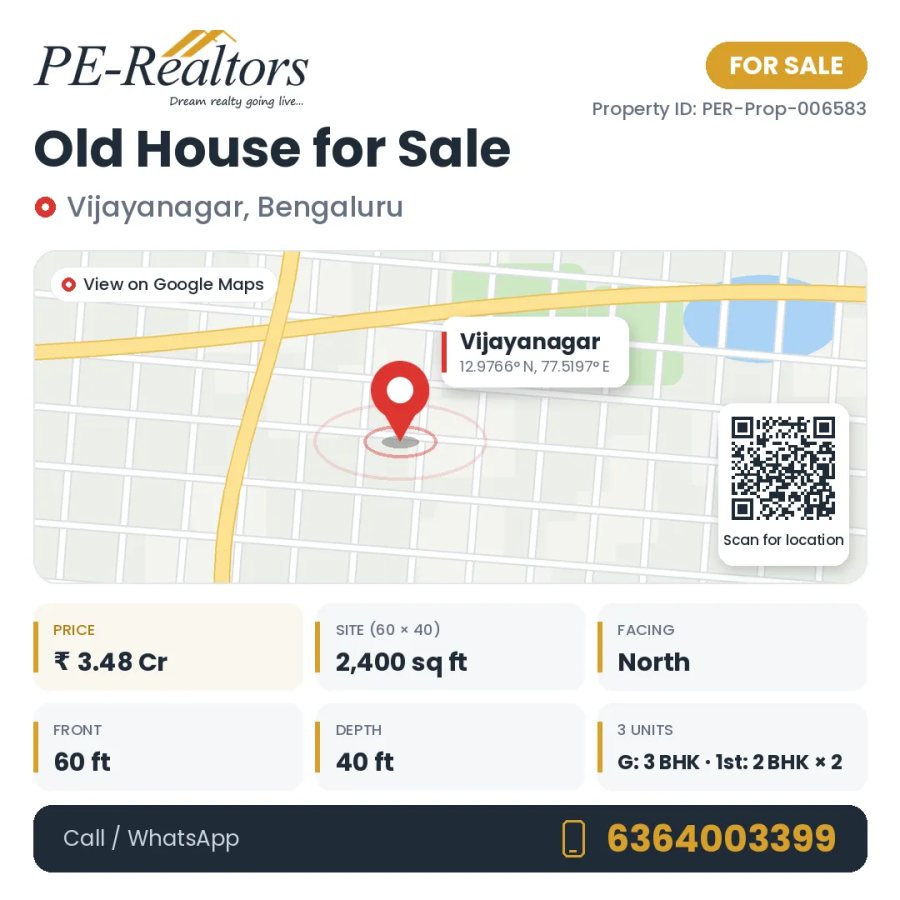 Old House build on North facing [60x40] site in Vijayanagar