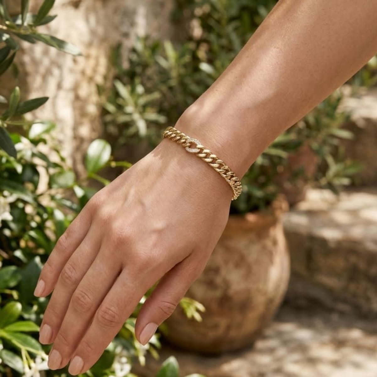 Aura Gurmet - 14k Gold Kaplama Taş Detaylı Zincir
