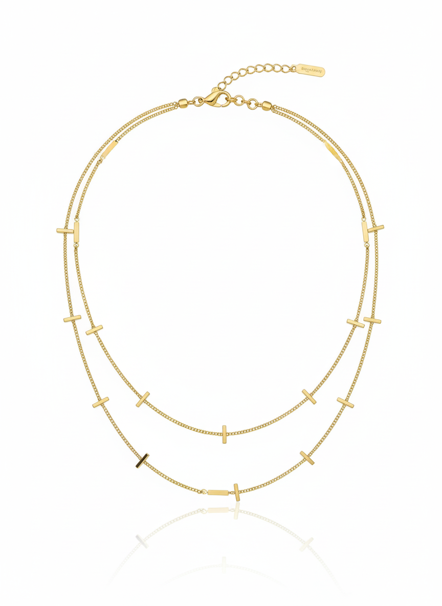 Şik Tasarim İ̇ki̇ Zi̇nci̇rli̇ Kolye