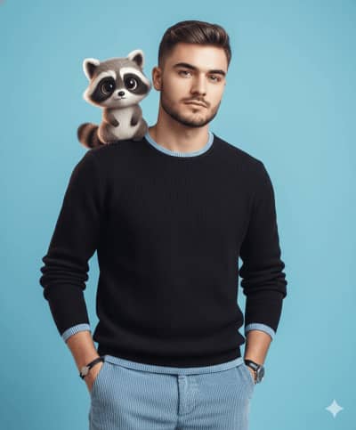 A Man and His Raccoon Companion