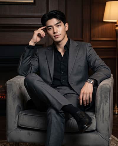Professional Boss in Dark Wood Room