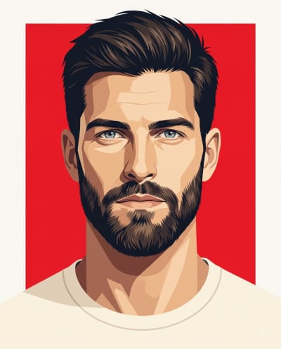 Blue-Eyed Man Vector Illustration