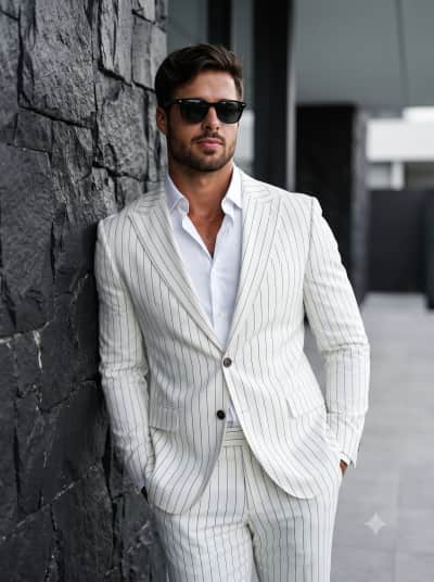 The White Pinstripe Suit