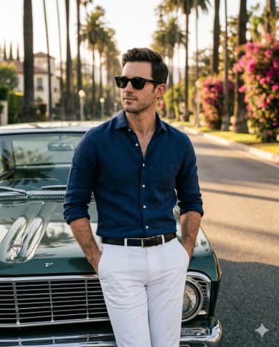 Man Leaning on Vintage Car