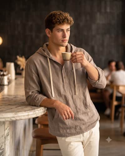 Young Man Cafe Lifestyle Coffee Portrait
