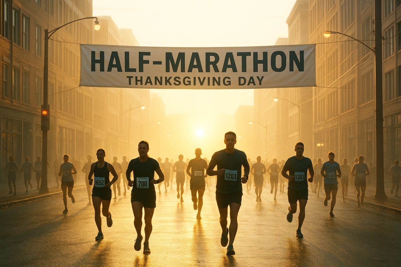 The beginning of a half-marathon race.