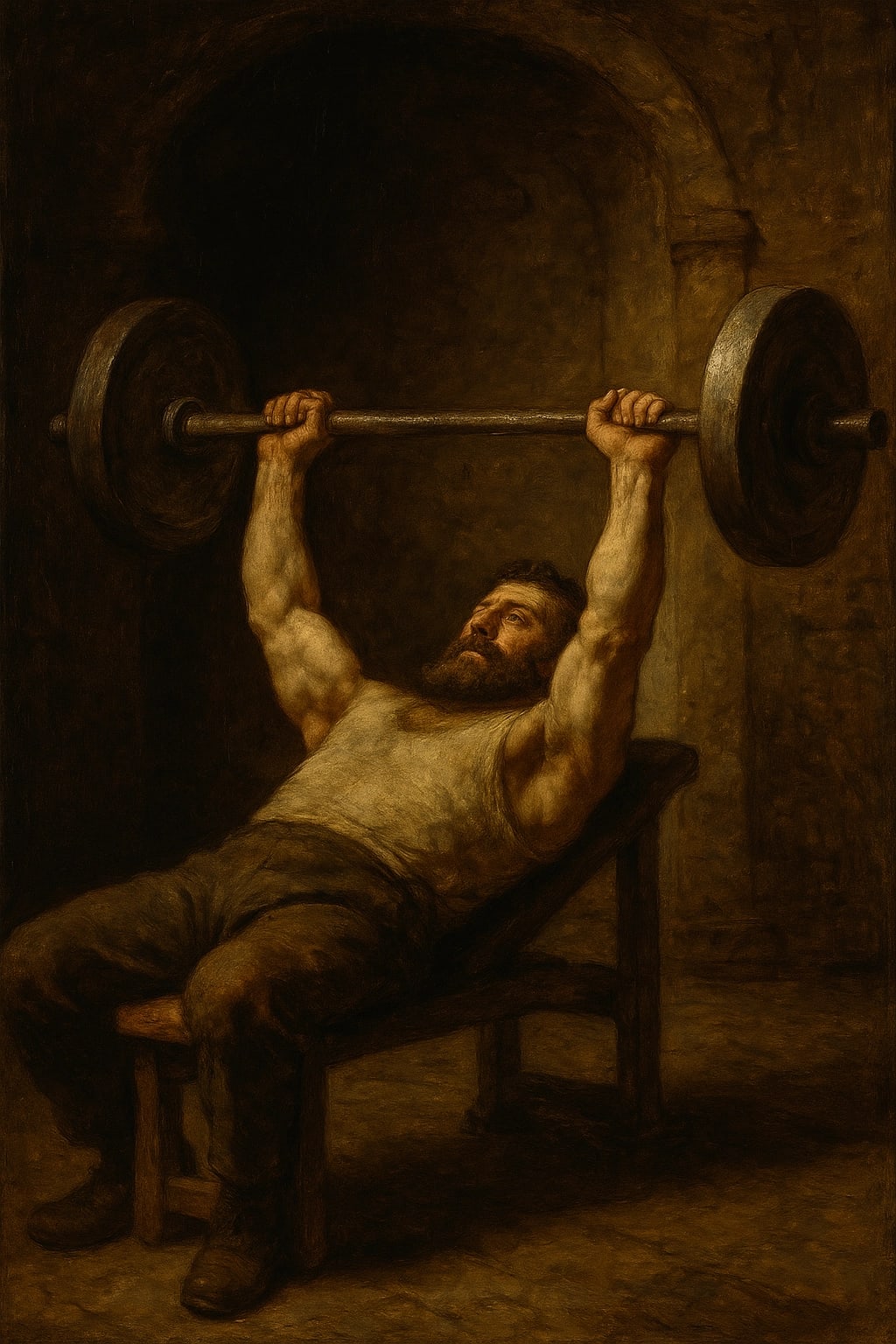A man practicing incline bench press.