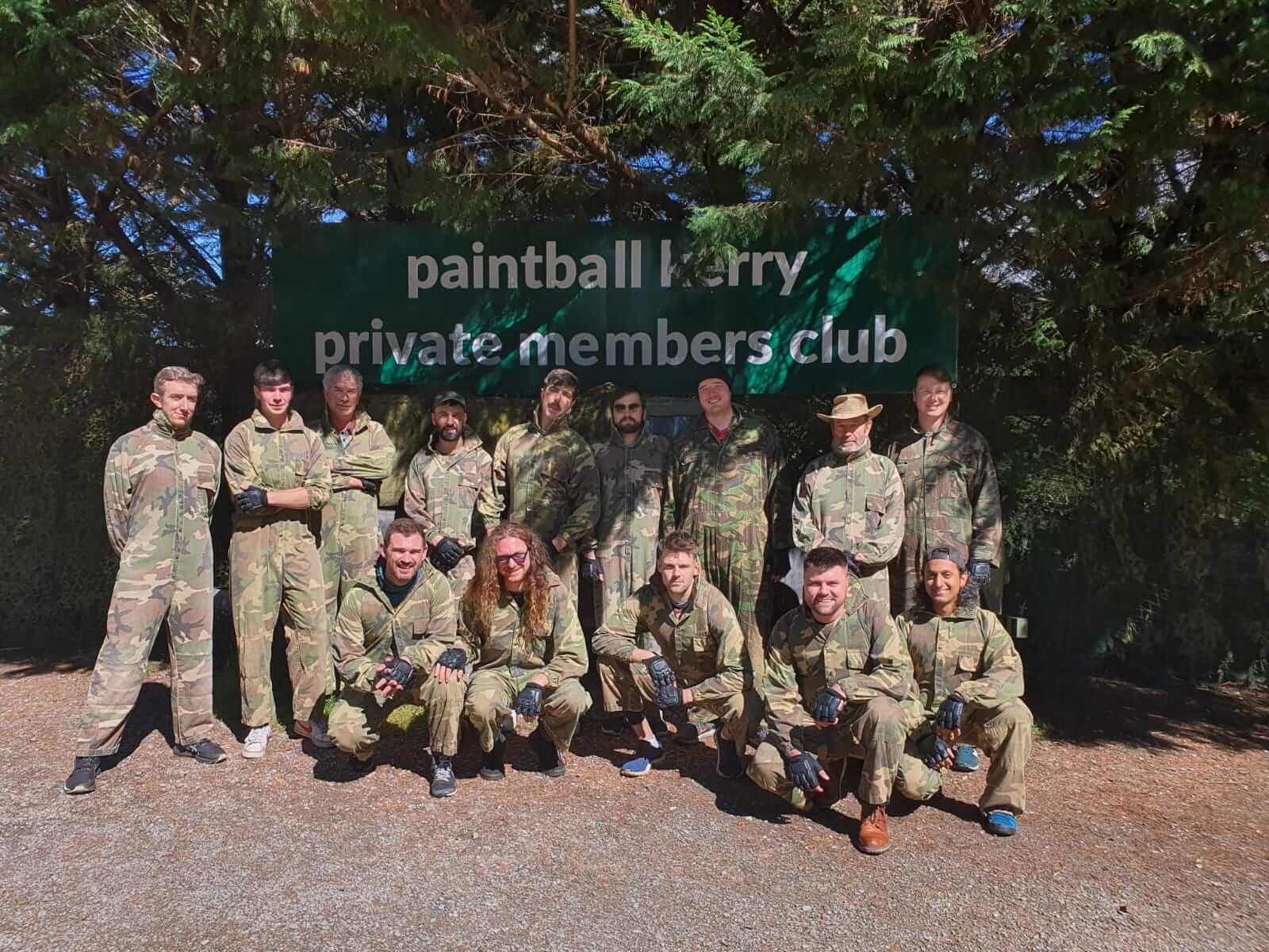 Stag party getting ready to play paintball