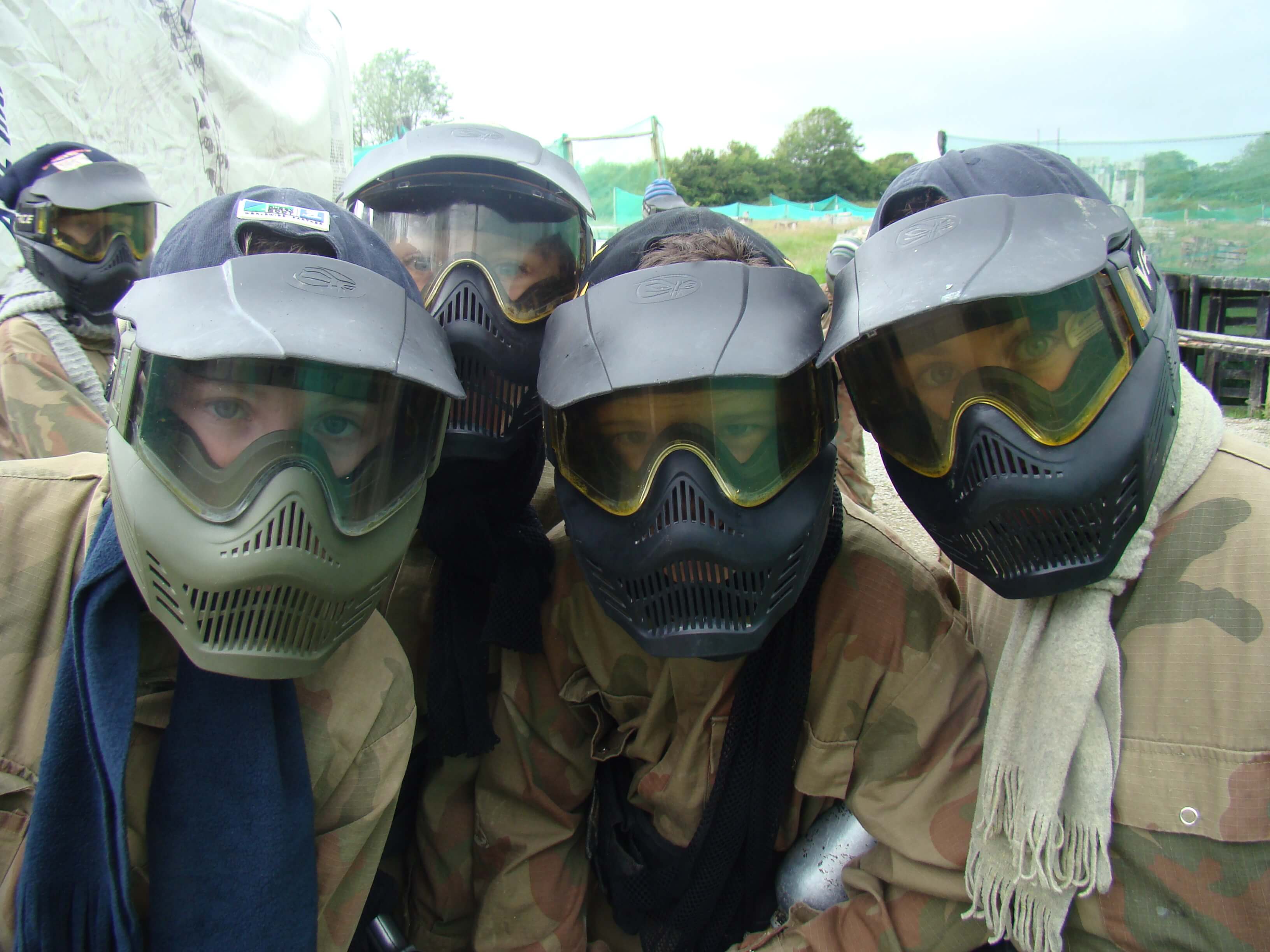 Players showing no fear in their paintball masks