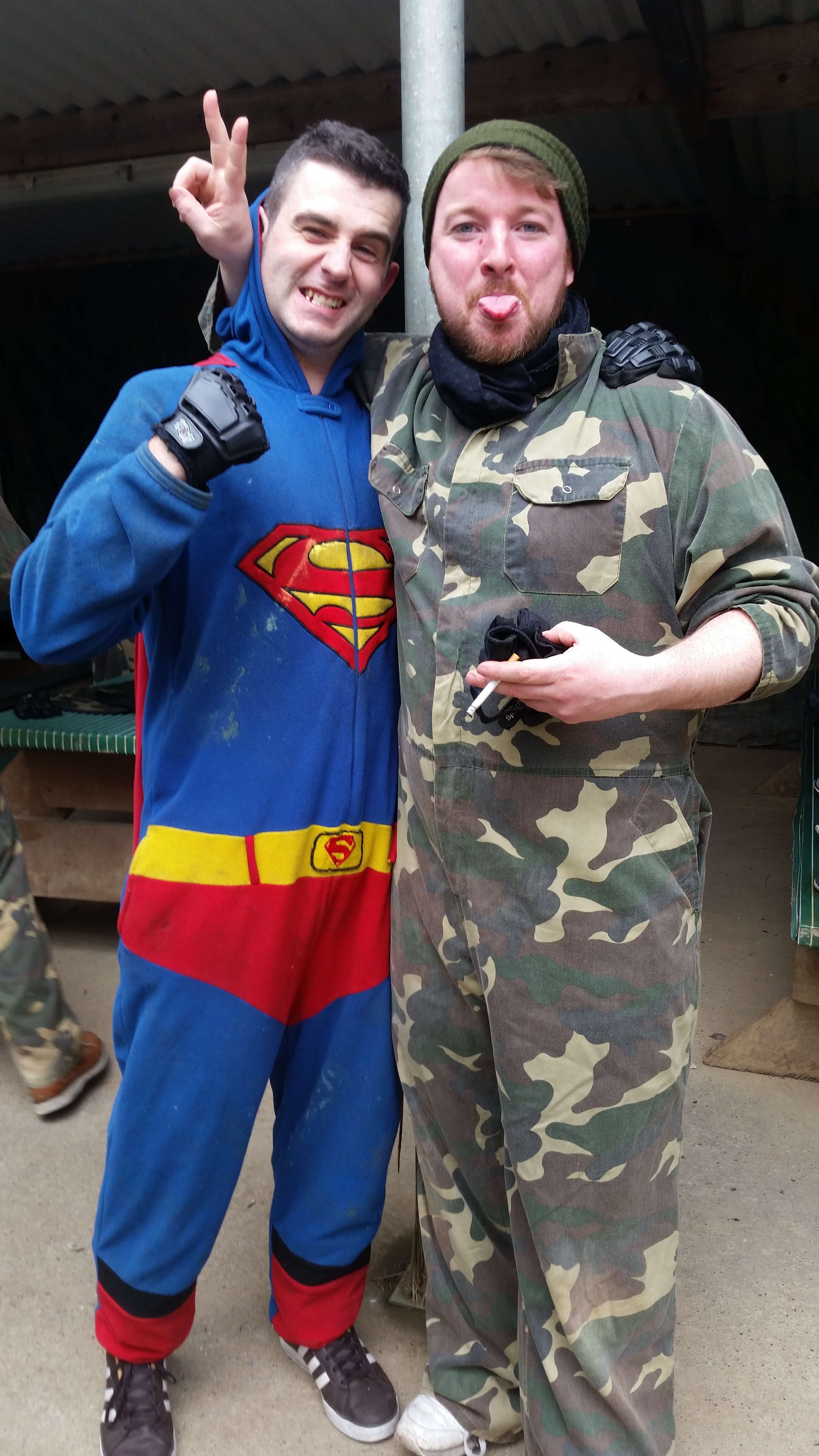 Picture of a stag dressed as Superman