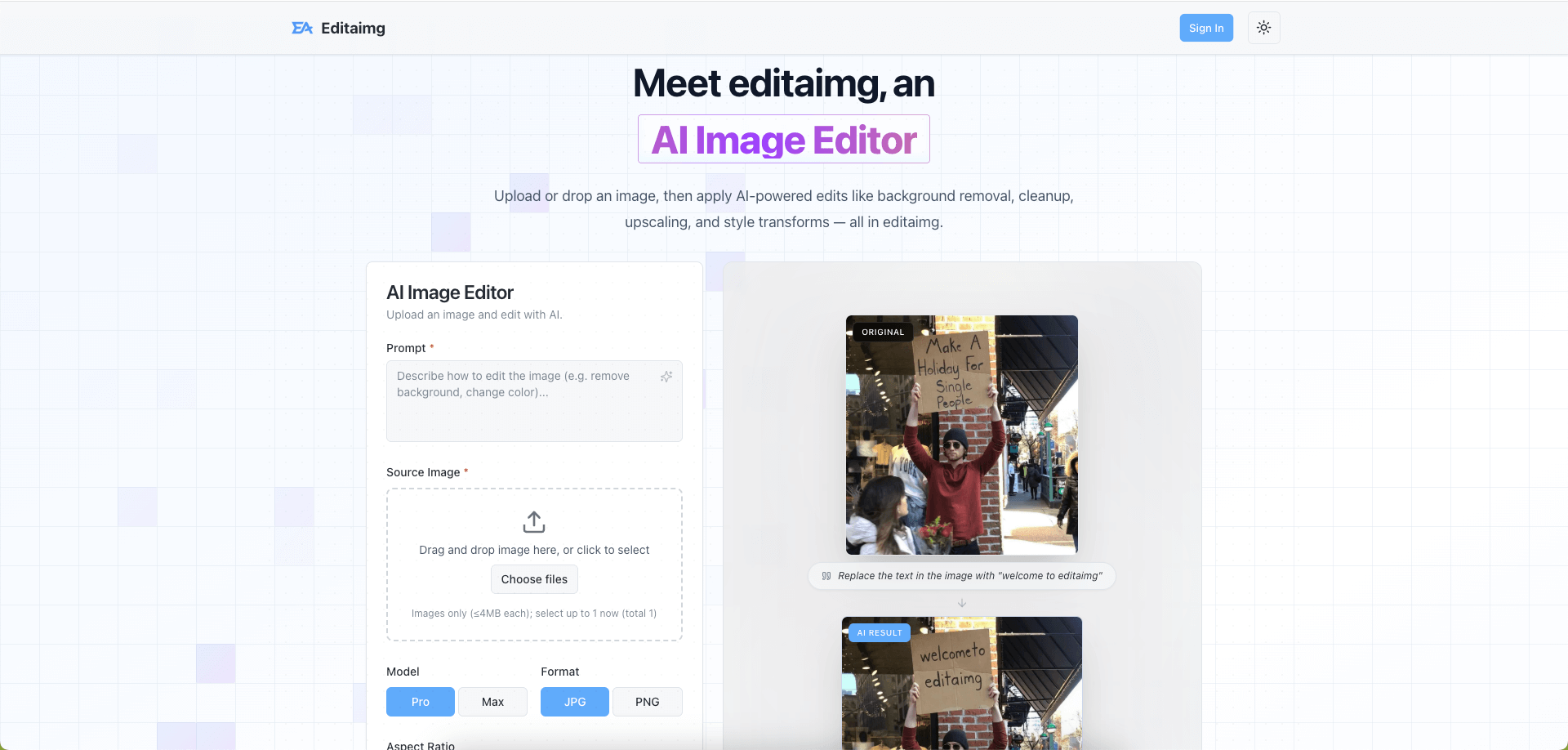 Editaimg: Edit and enhance photos with AI Image Editor preview
