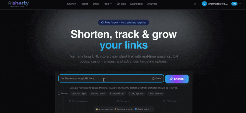 Alshorty — The modern platform for links and creator pages — screenshot 1 of 2