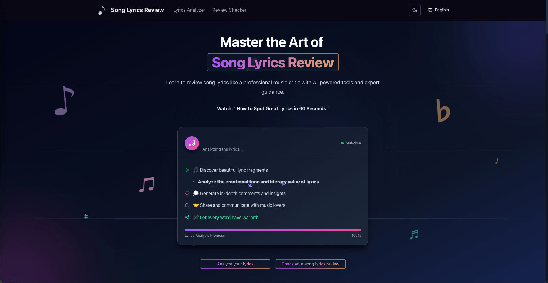 Song Lyrics Review - AI-Powered Analysis & Review Tools — screenshot 1 of 1