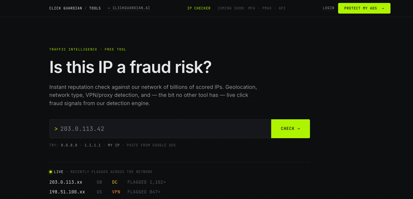 ClickGuardian IP Checker — screenshot 1 of 1