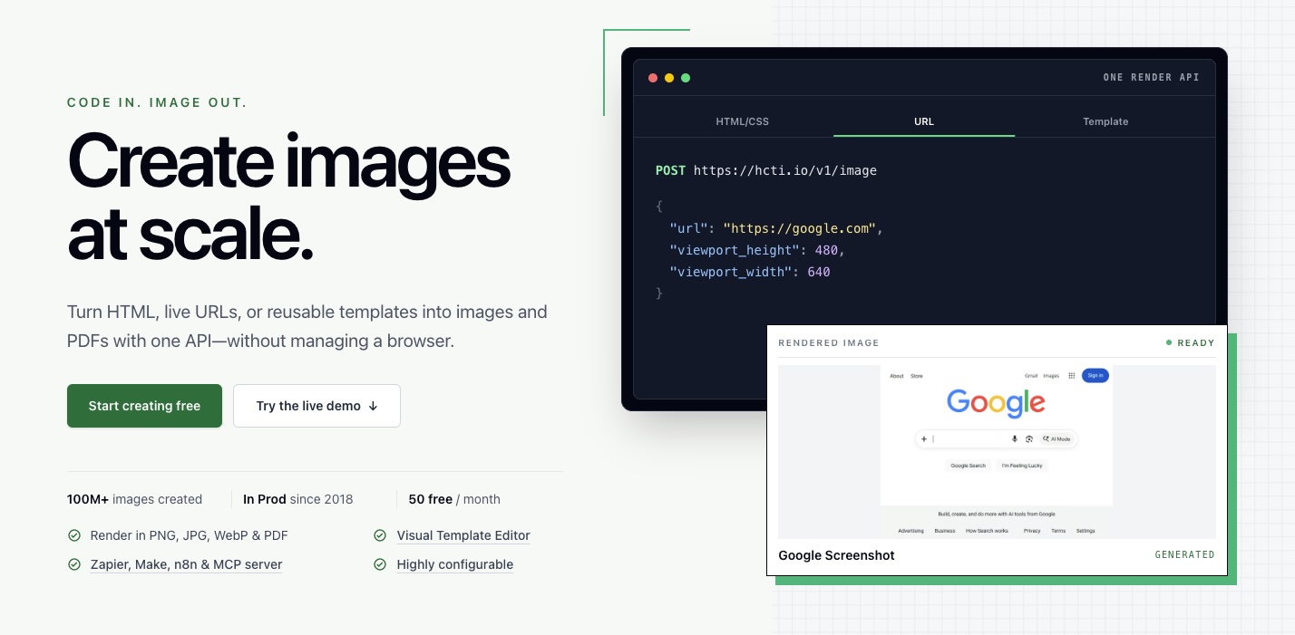 HTML/CSS to Image API — slide 1 of 1