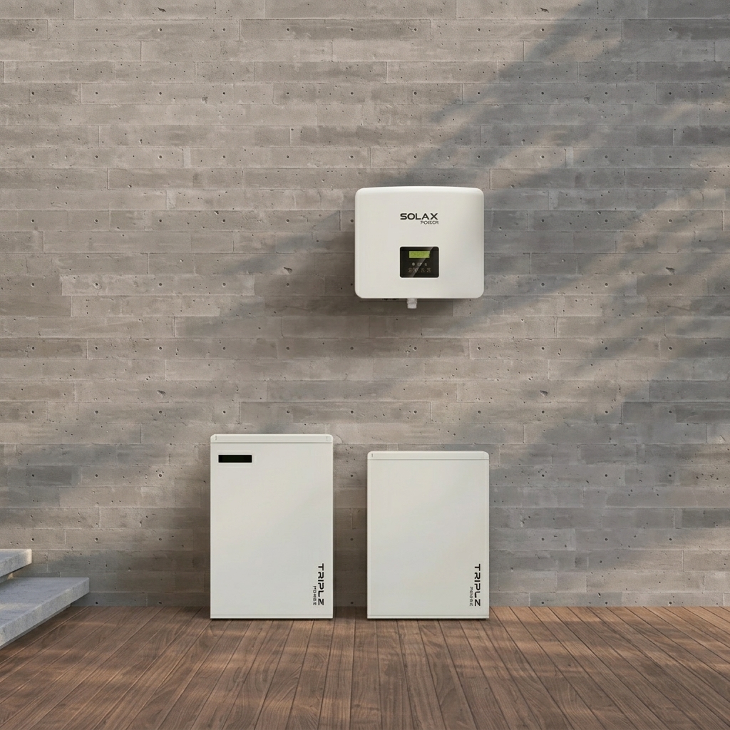 SolaX inverter og batteri installeret sammen