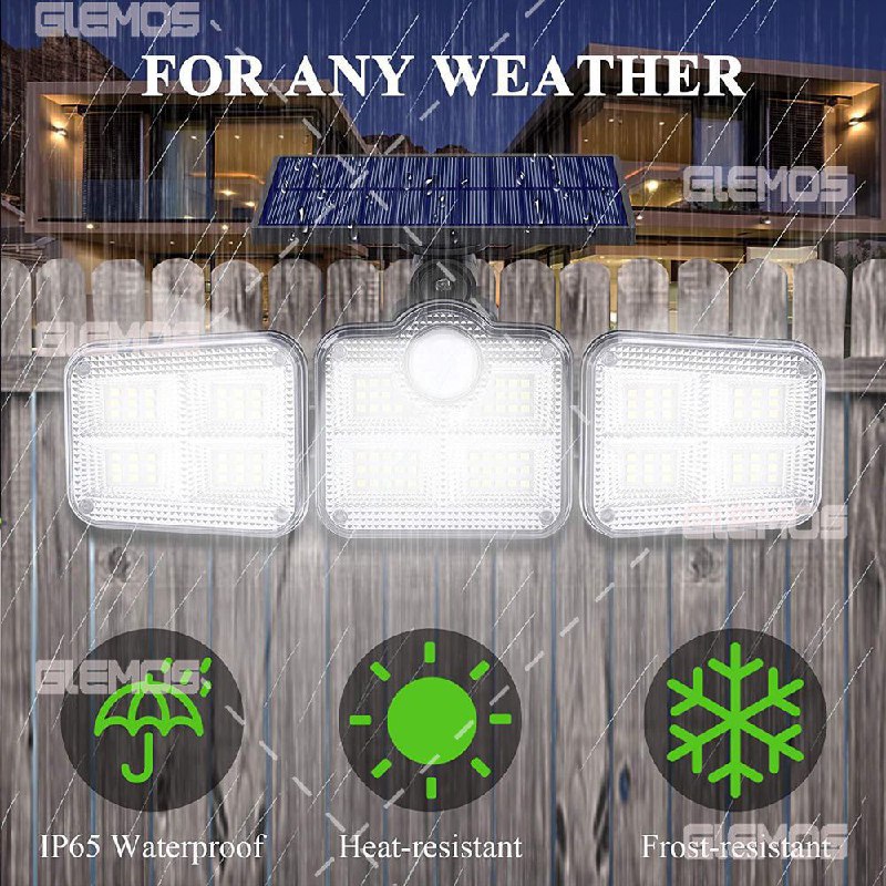 إضاءة جدارية شمسية 3 رؤوس 164 LED (2 قطعة) 2