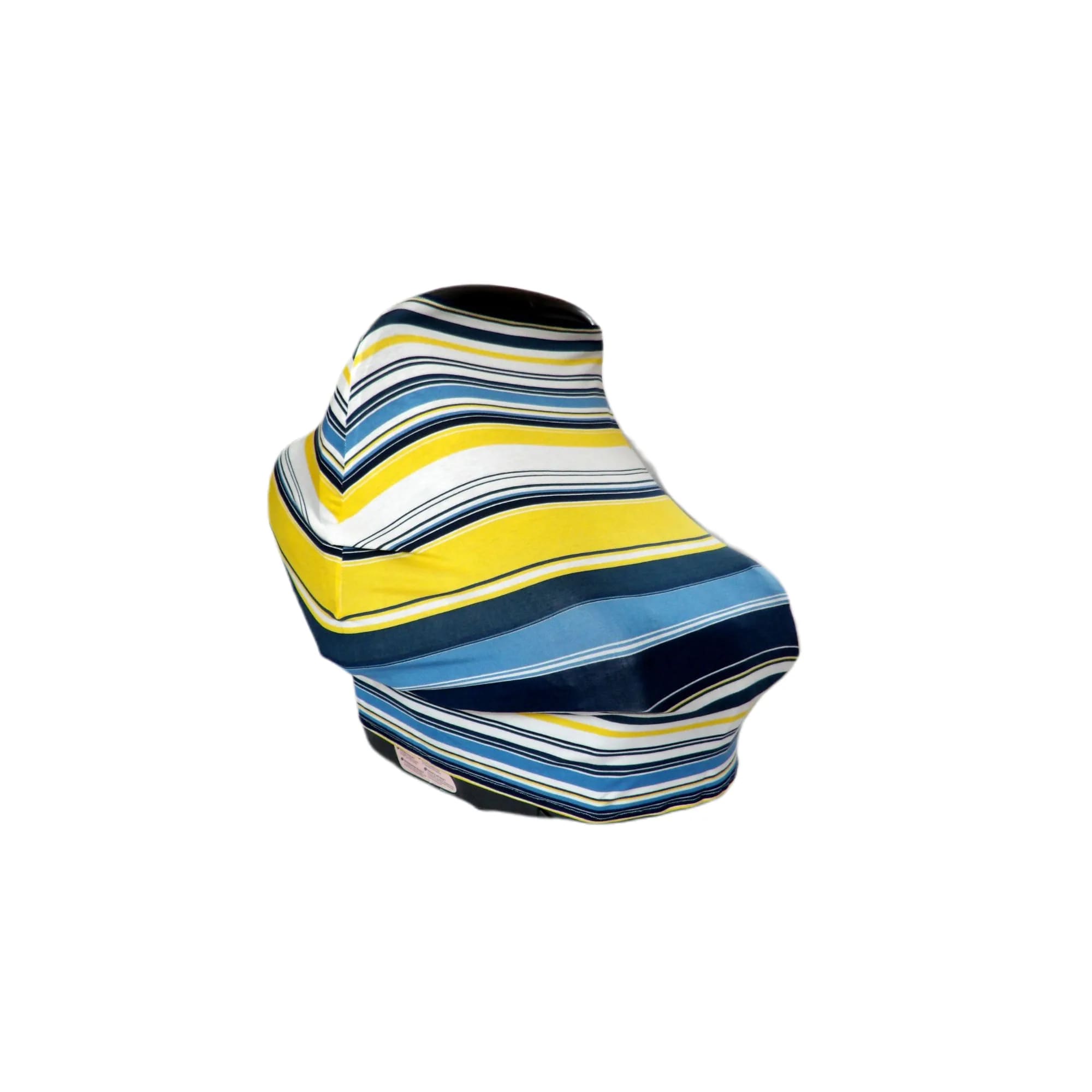 Husa alb cu dungi galben si albastru