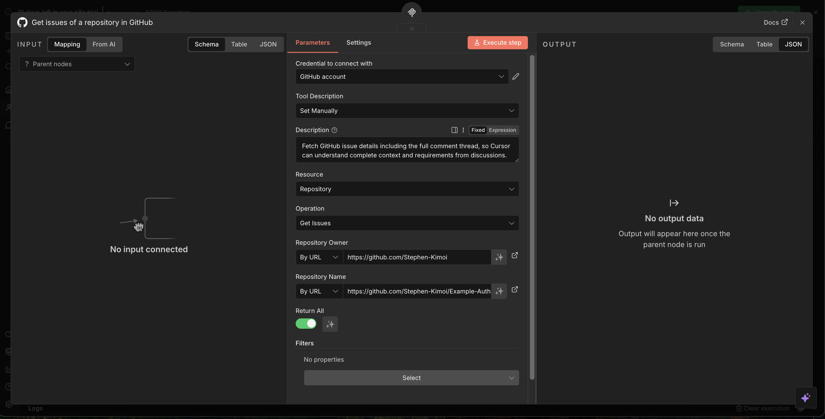 GitHub tool configuration