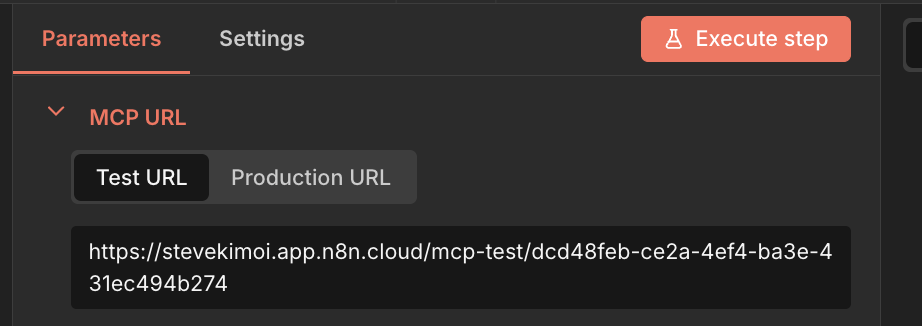 Copying the test URL