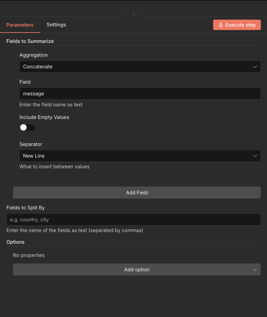 Summarize commits parameters