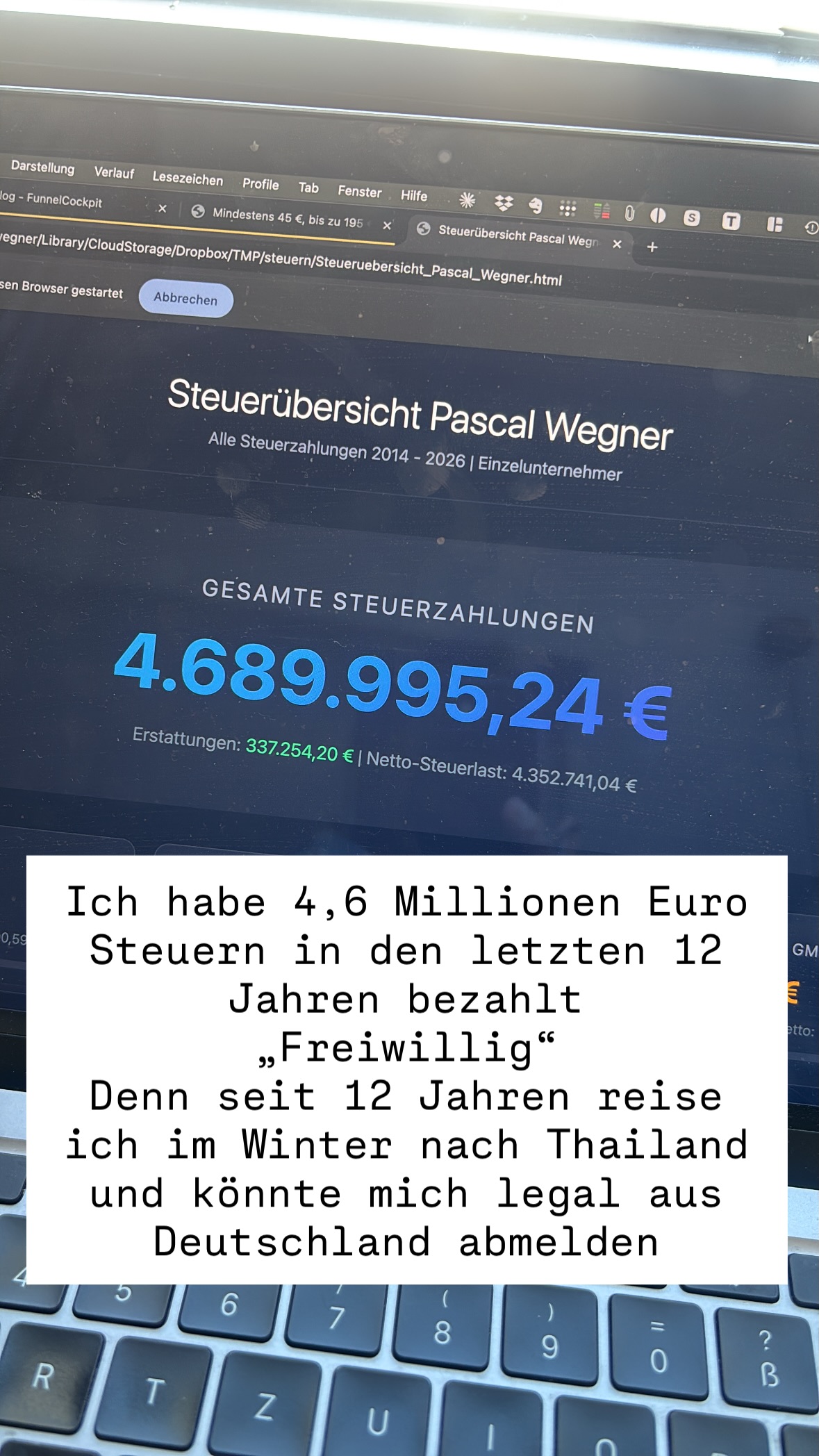 Pascal Wegner Story auf Instagram
